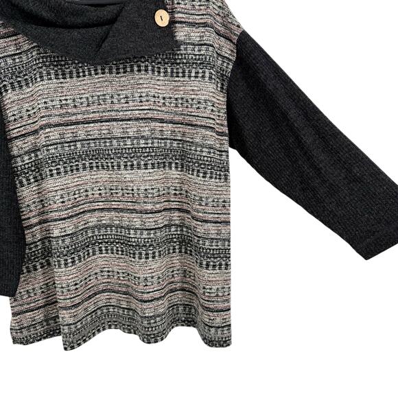 Ali Miles Sz XL Wearable Art Knit Sweater Christmas Blouse Shirt Top Artsy Black - Picture 6 of 7